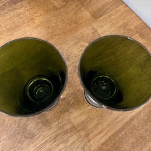 Vintage‎ Olive Green Flared Cocktail Bar Glasses MCM retro bar cart barware - Picture 4 of 5